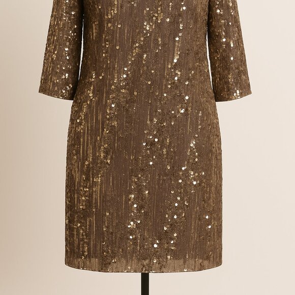 Eliza J 20W Shimmering Gold Sequined Velvet Dress - Picture 2 of 6